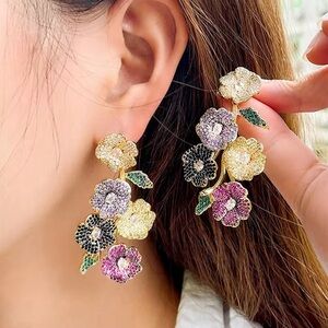 Floral Multicolor Drop Earrings